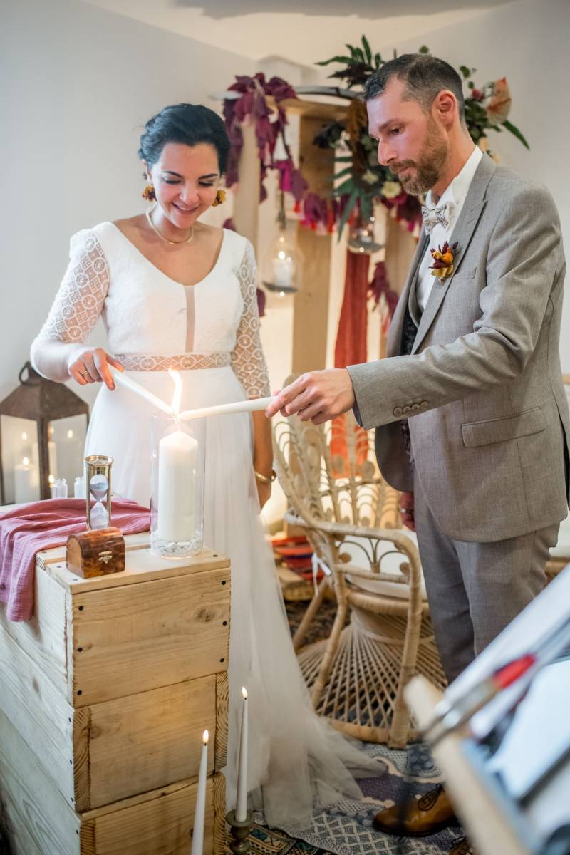 Une cérémonie de mariage spirituel dans l'Hérault avec le rituel des quatre éléments